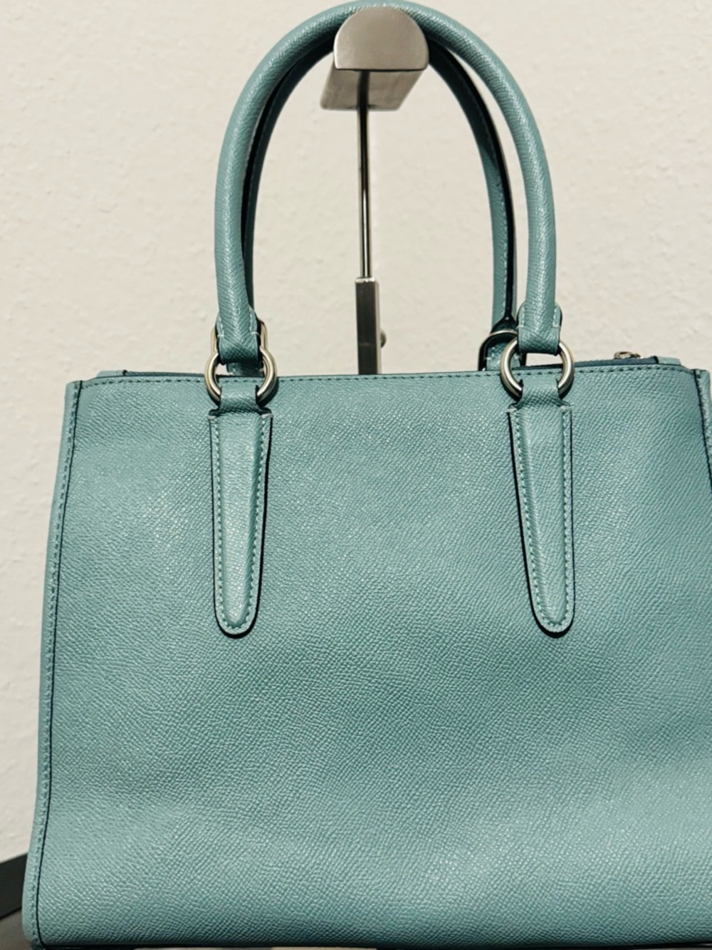 COACH Light Blue  Floral Applique Leather Satchel with Top Handles - Picture 7 of 16